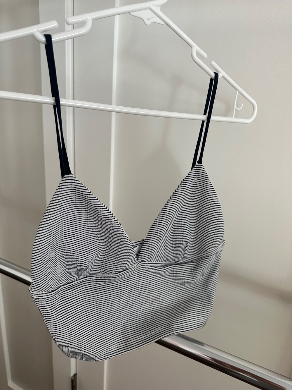 Zara Black and White Thin-Striped Bralette